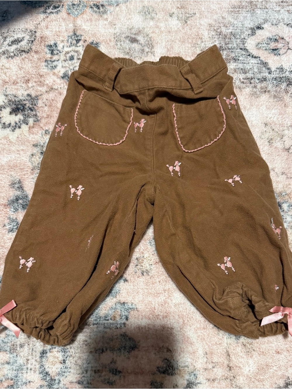 Gymboree Brown Pants with Pink Bow Embroidery